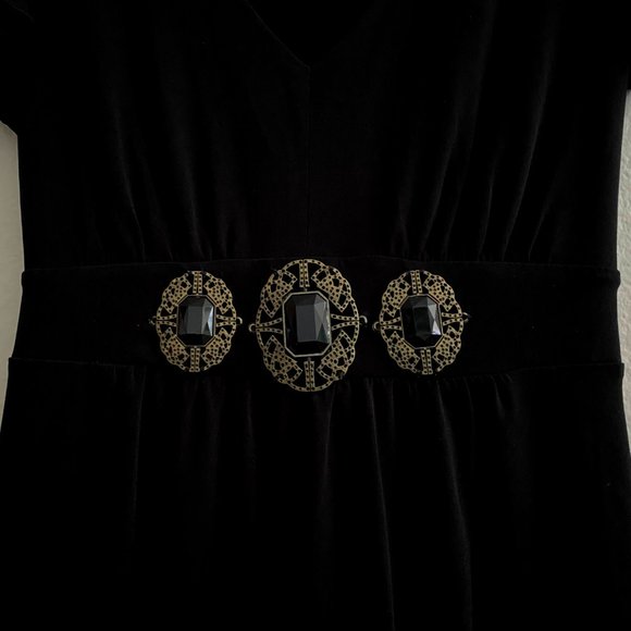 Apt. 9 sz:M Gem Front Black Gathered Waist Dress - Picture 9 of 10